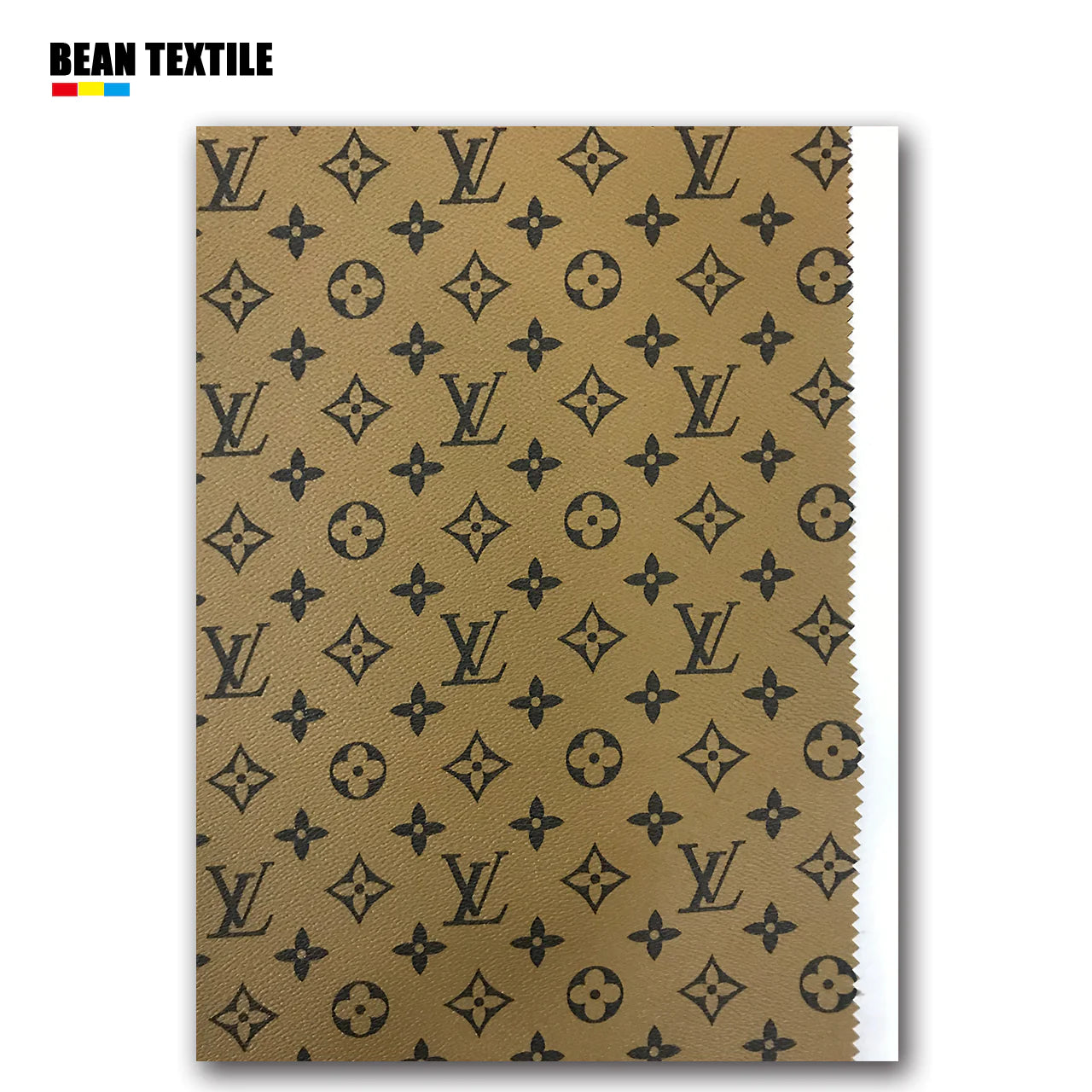 Brown background lv craft leather fabric for bag