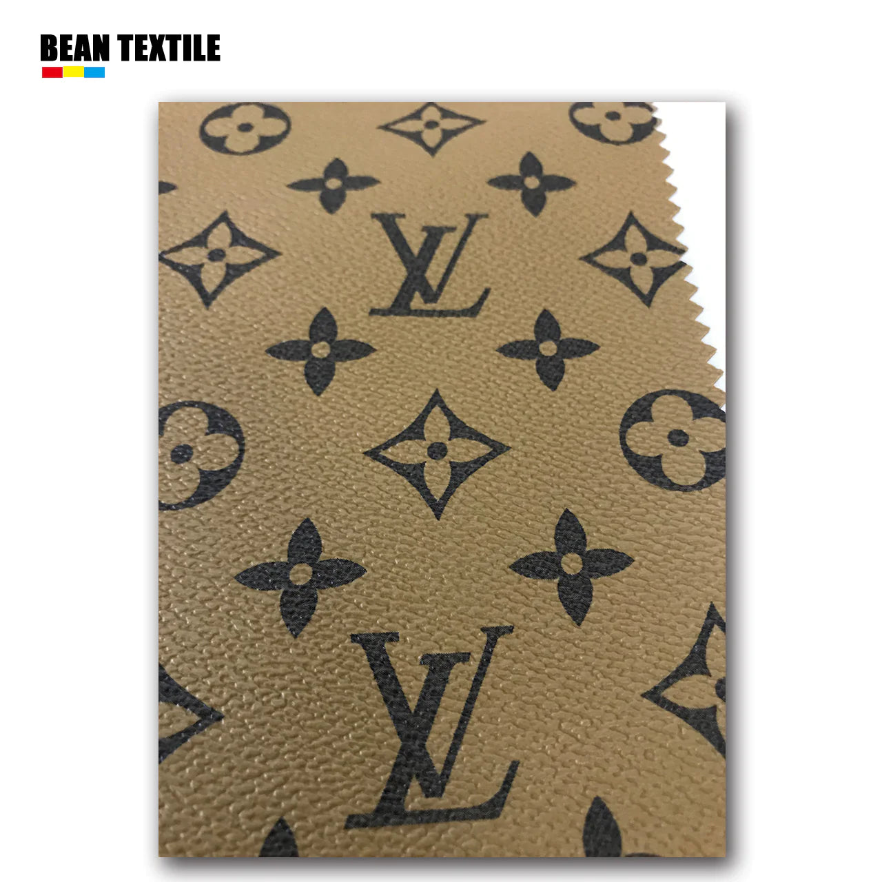 Brown background lv craft leather fabric for bag