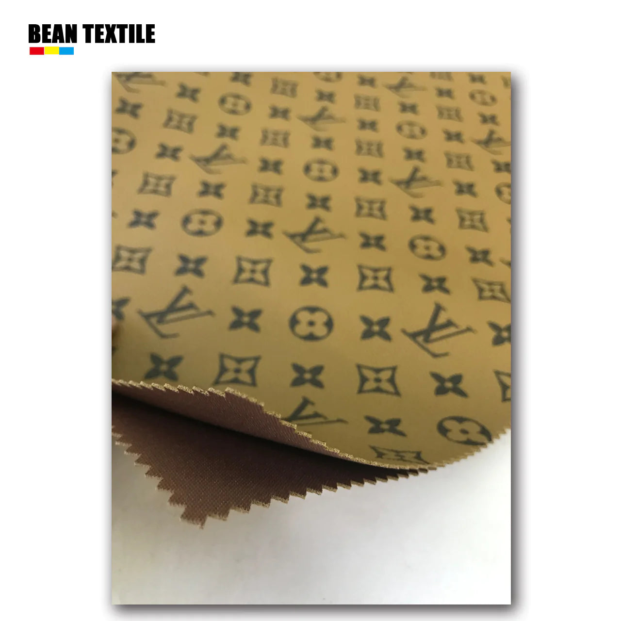 Brown background lv craft leather fabric for bag