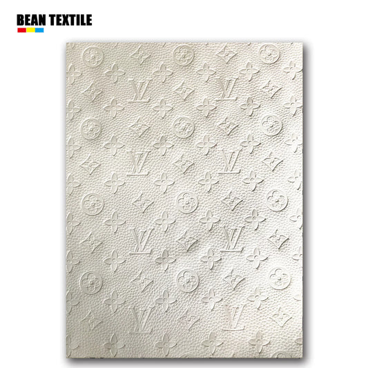 White embossed best quality lv craft leather fabric by yard