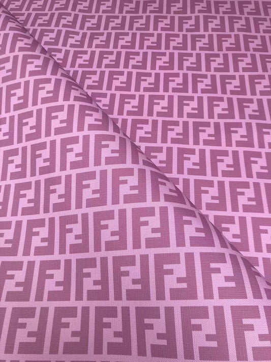 Pink Purple Fendi FF Custom Vinyl Designer Fabric for DIY Crafts Upholstery