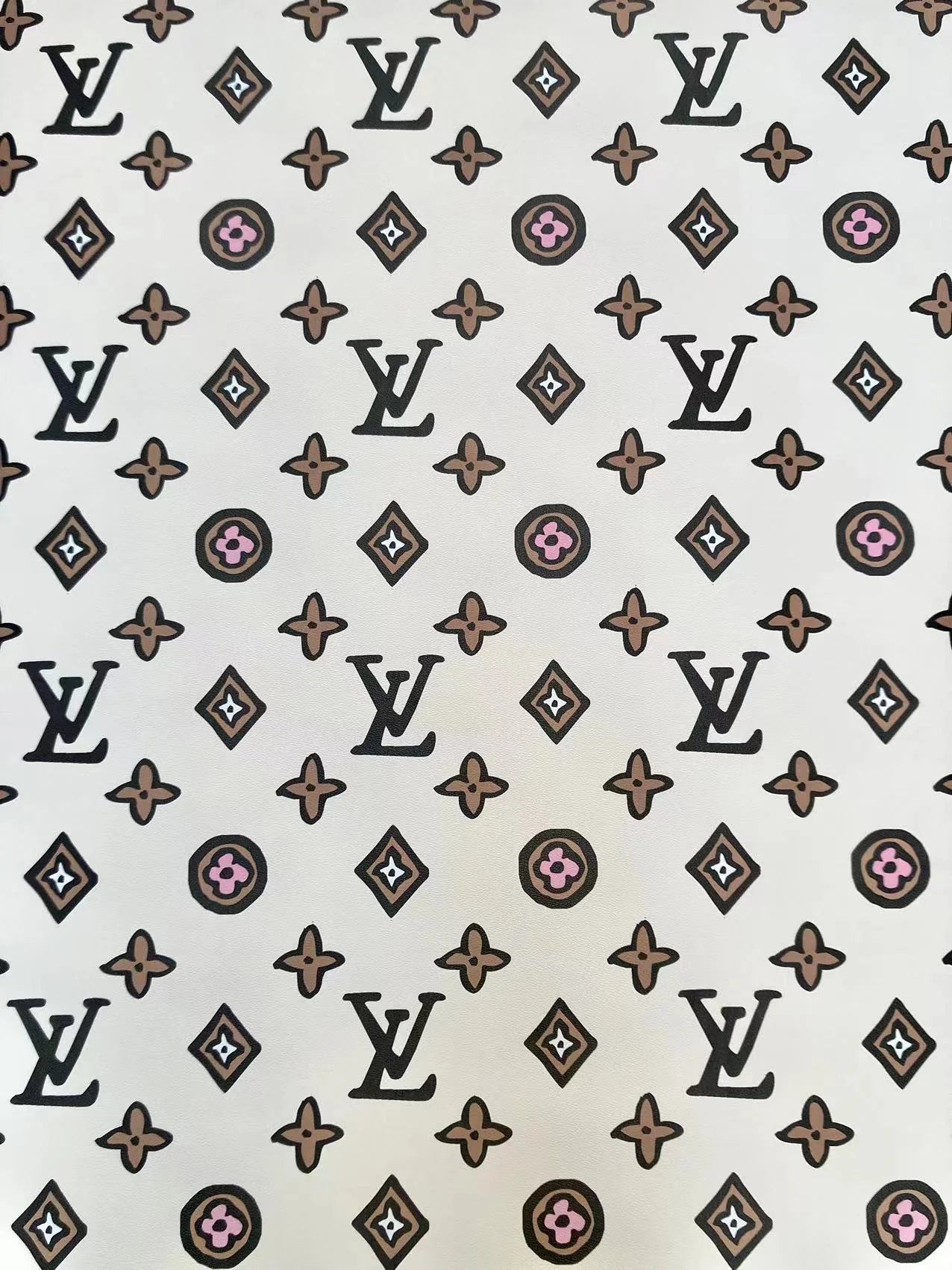 Custom Designer Inspired Leather Fabric LV Vinyl for DIY Sneakers Handmade Crafts