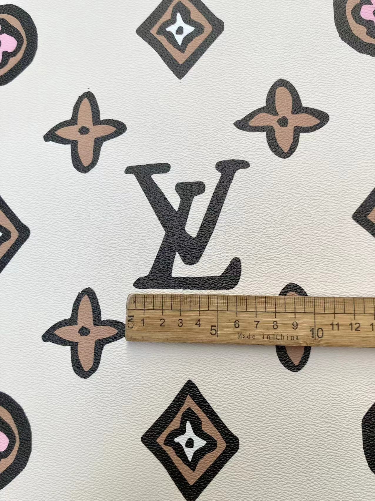 Custom Designer Inspired Leather Fabric LV Vinyl for DIY Sneakers Handmade Crafts