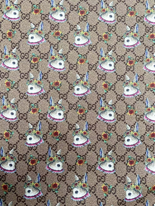 Gucci Easter Bunny Design Leather Fabric Vinyl for DIY Crafting Sewing Custom