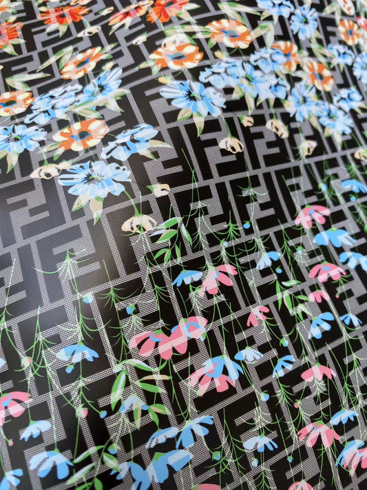 Premium Hot Sale Fendi Floral Custom Handmade DIY Sewing Leather Fabric