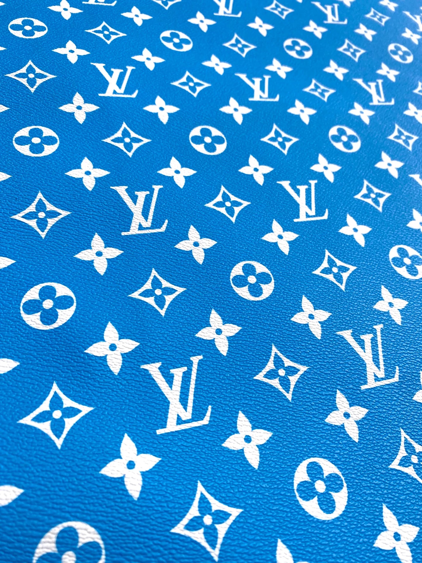 Sky Blue LV Vinyl Leather Fabric for Handmade DIY Sewing Custom Sneakers