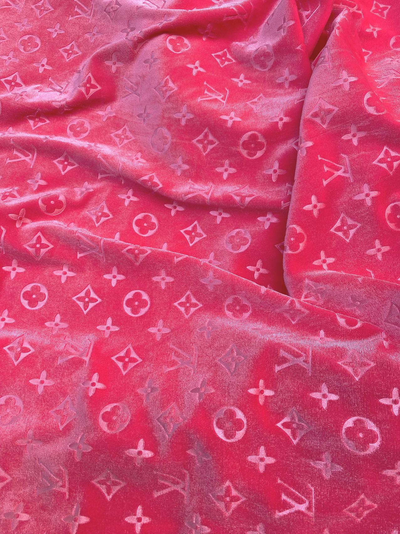 Girl Pink LV Velvet Fabric for Custom Sneakers Sewing Car Upholstery