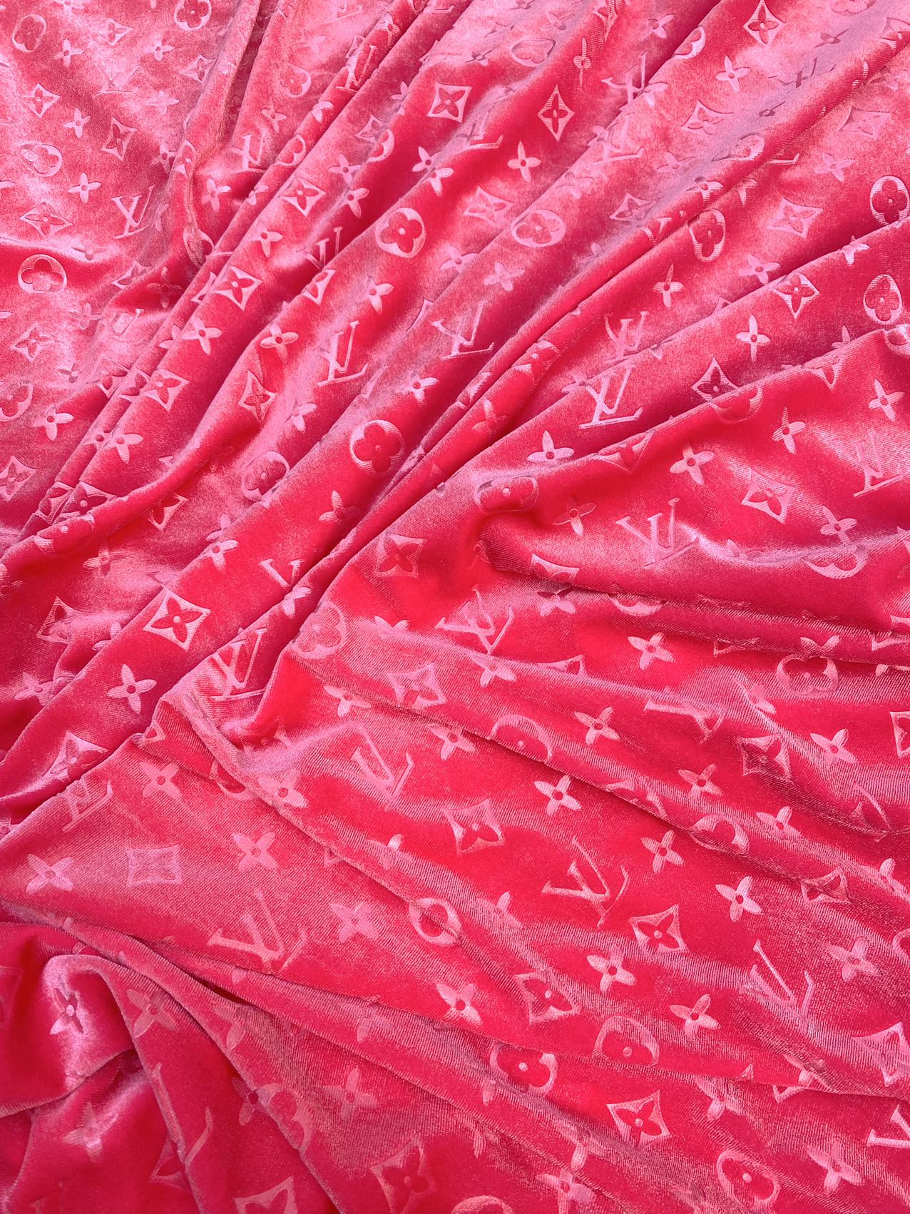 Girl Pink LV Velvet Fabric for Custom Sneakers Sewing Car Upholstery