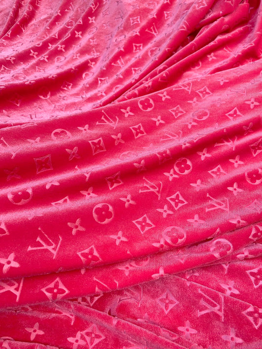 Girl Pink LV Velvet Fabric for Custom Sneakers Sewing Car Upholstery