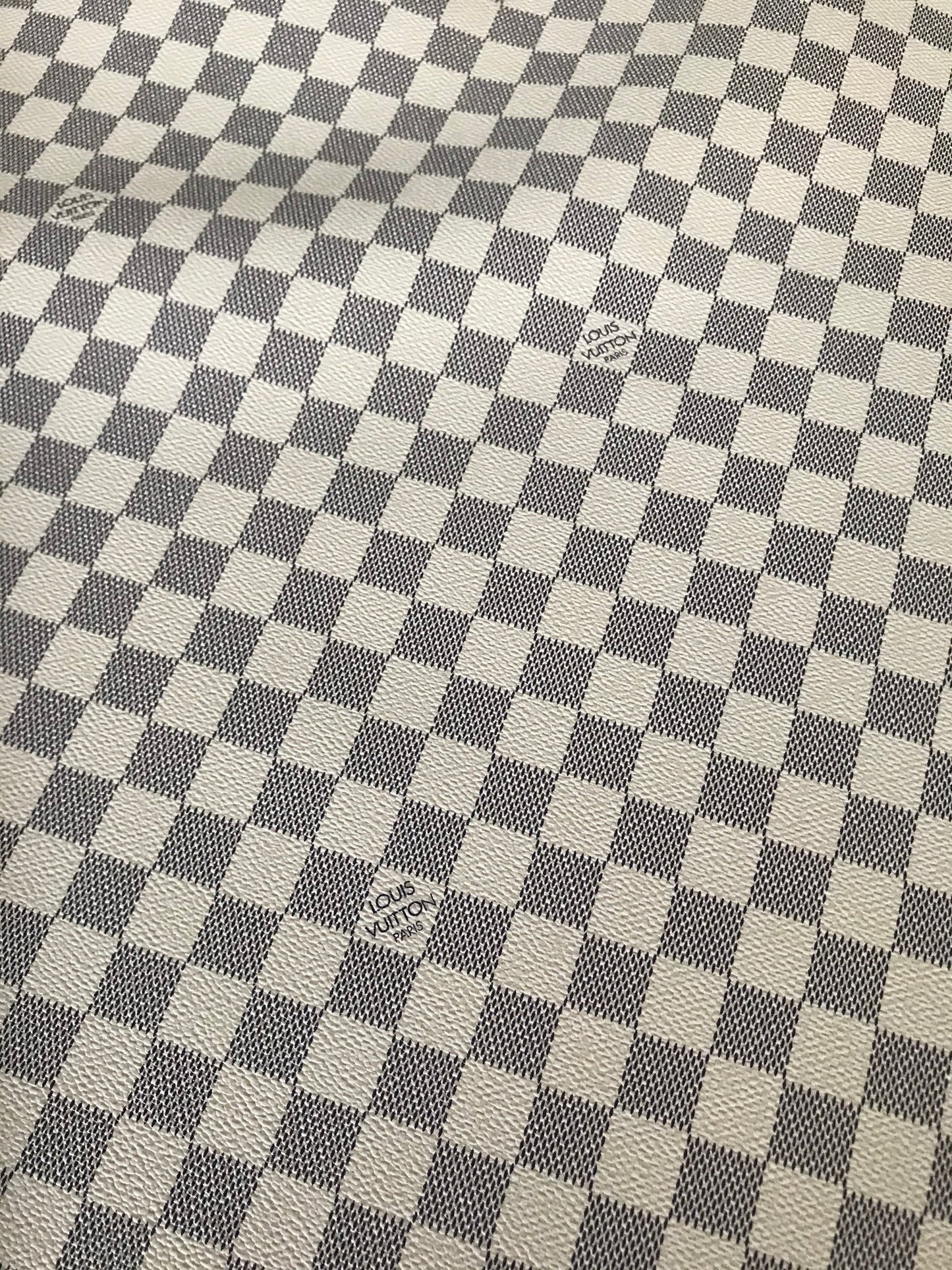 Classic LV White Damier Check Leather Fabric for Shoe Custom Bag Craft