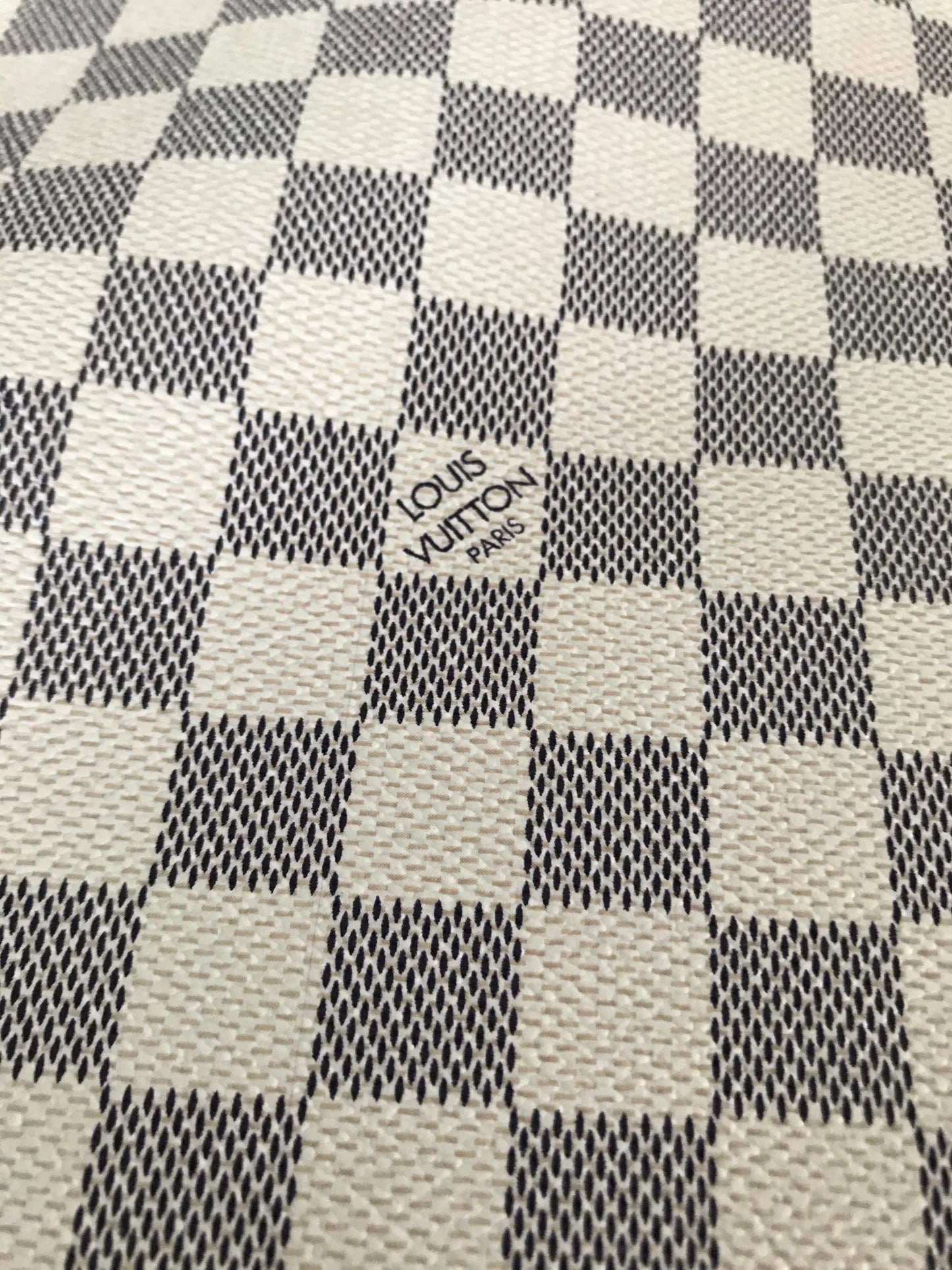 Classic LV White Damier Check Leather Fabric for Shoe Custom Bag Craft