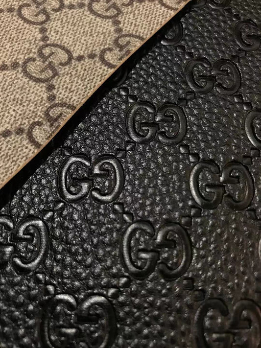 Black Embossed GG Leather Fabric