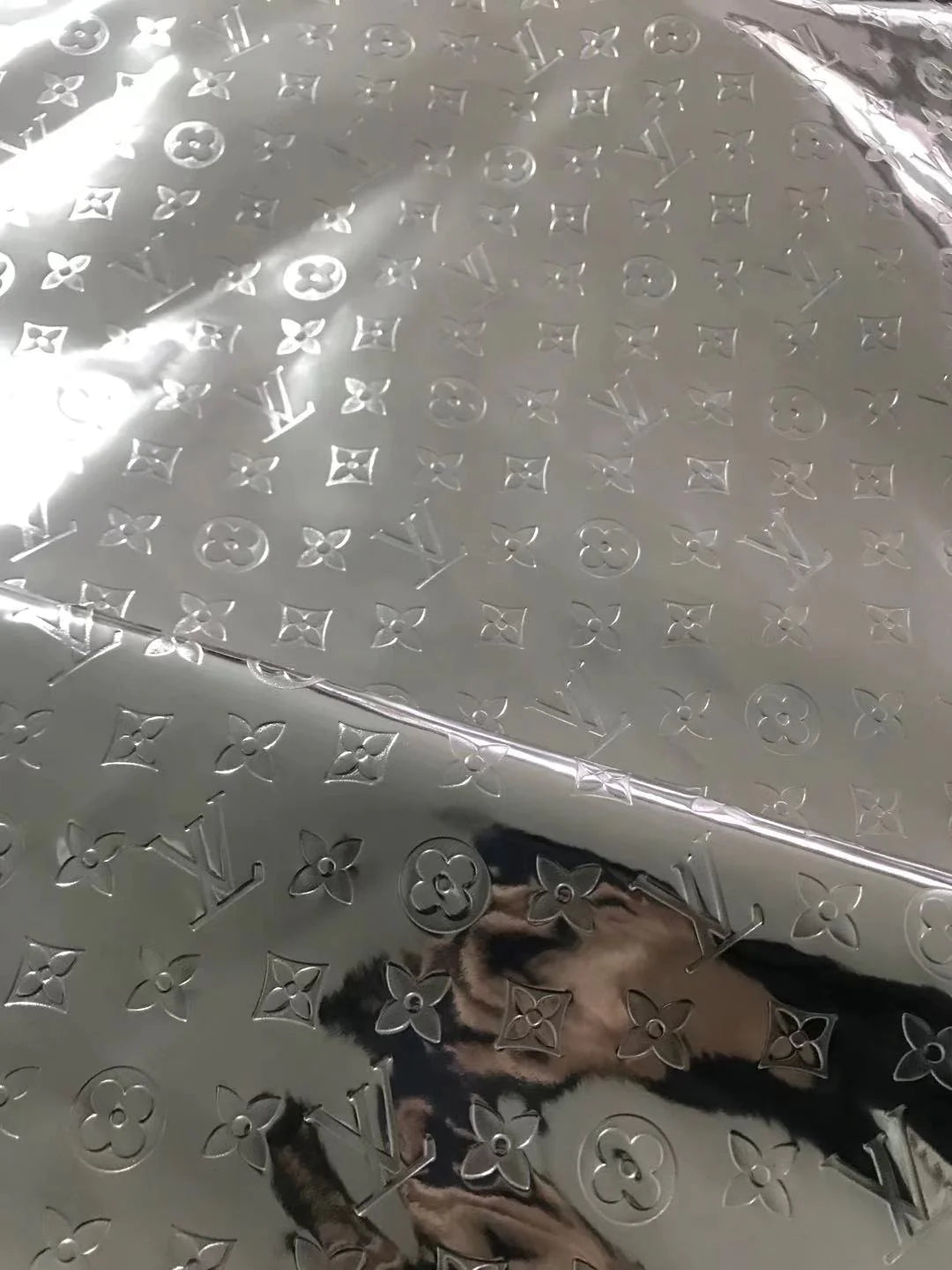 Shiny Silver LV leather for Bag