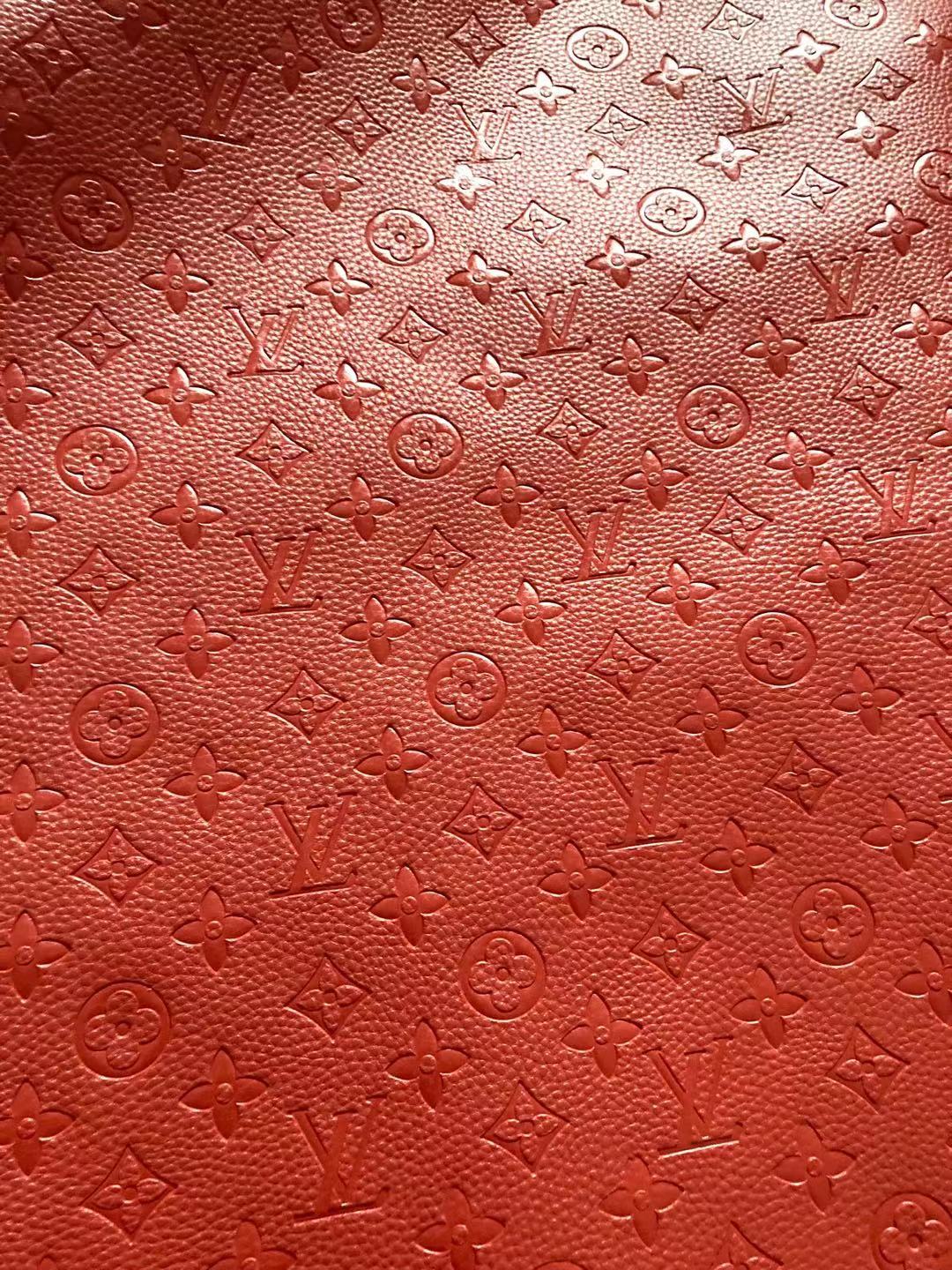 Red Embossed LV Soft Leather Material for Custom