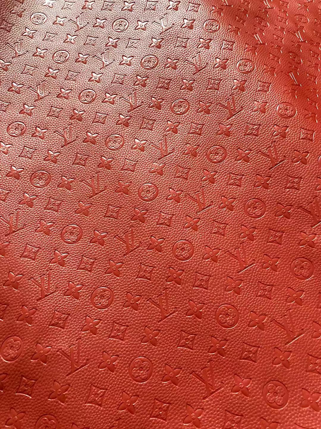 Red Embossed LV Soft Leather Material for Custom