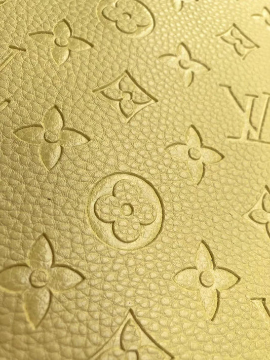 Light Yellow Embossed LV Leather for Custom Sneakers Upholstery