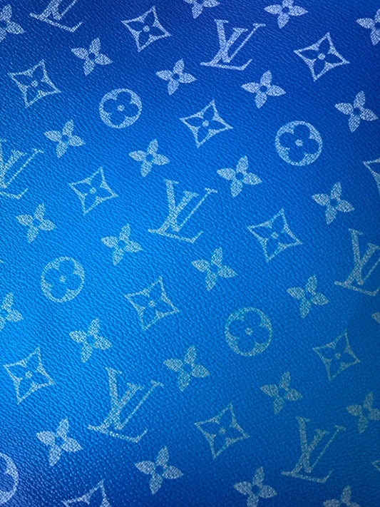 Blue Gradient LV Leather Fabric for Bag Custom