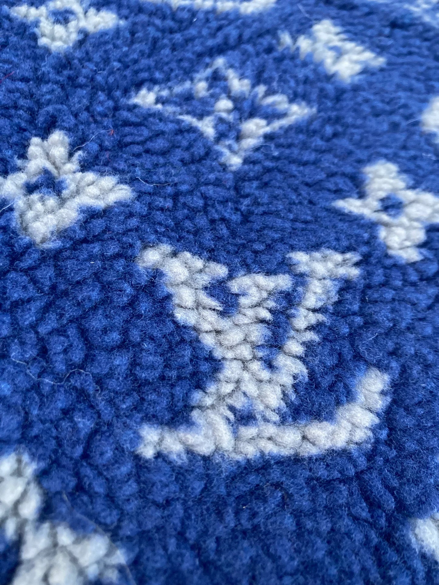 Blue Furry Cozy LV Teddy Flannel Fabric