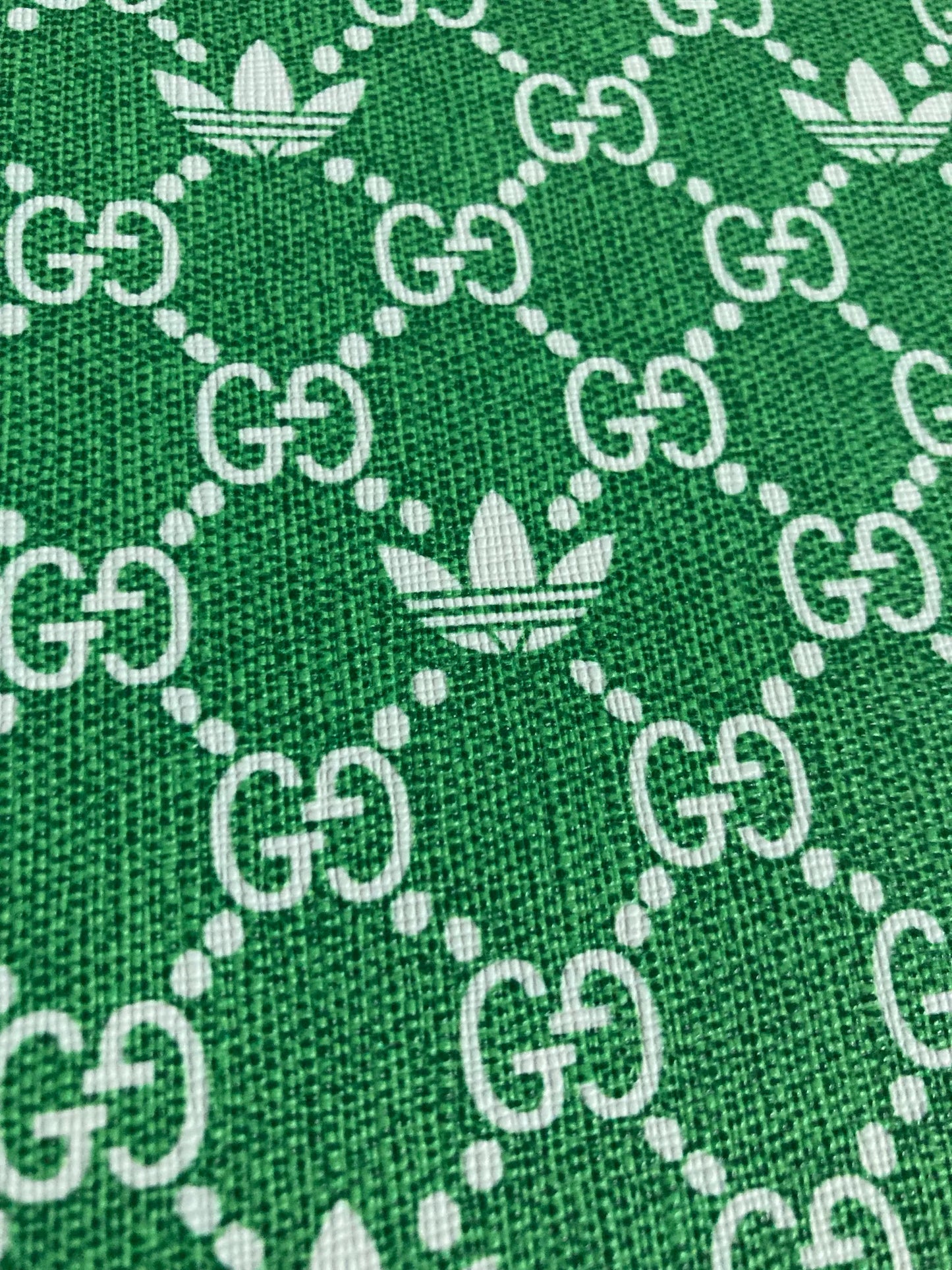 Gucci Adidas Green Vinyl Leather Fabric for Handmade Crafts Custom Sneakers