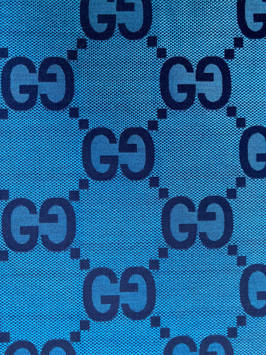 Handcraft Cotton Fabric Blue Big Gucci GG Material for Custom Suit