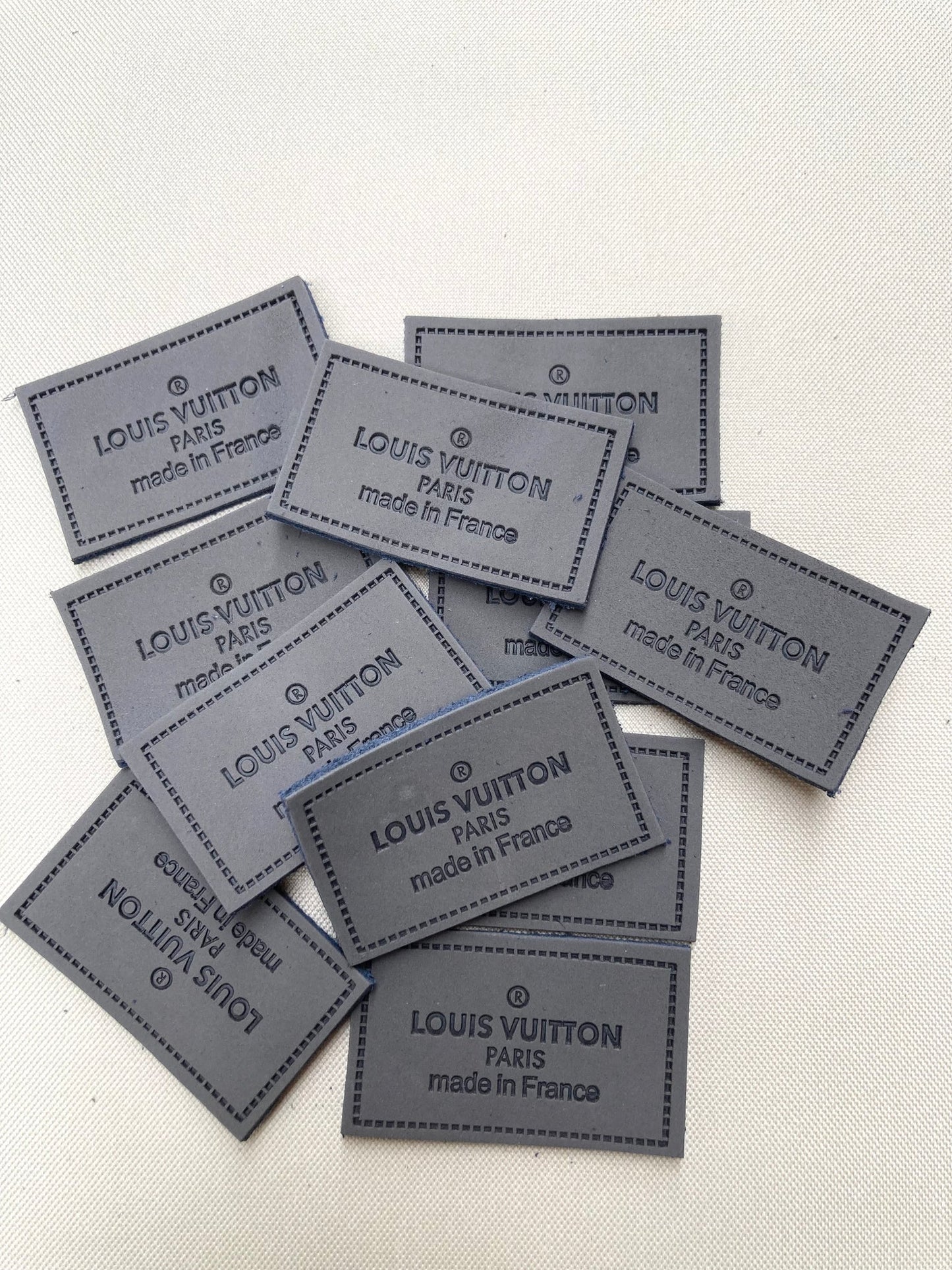 Grey Authentic Leather LV Tags