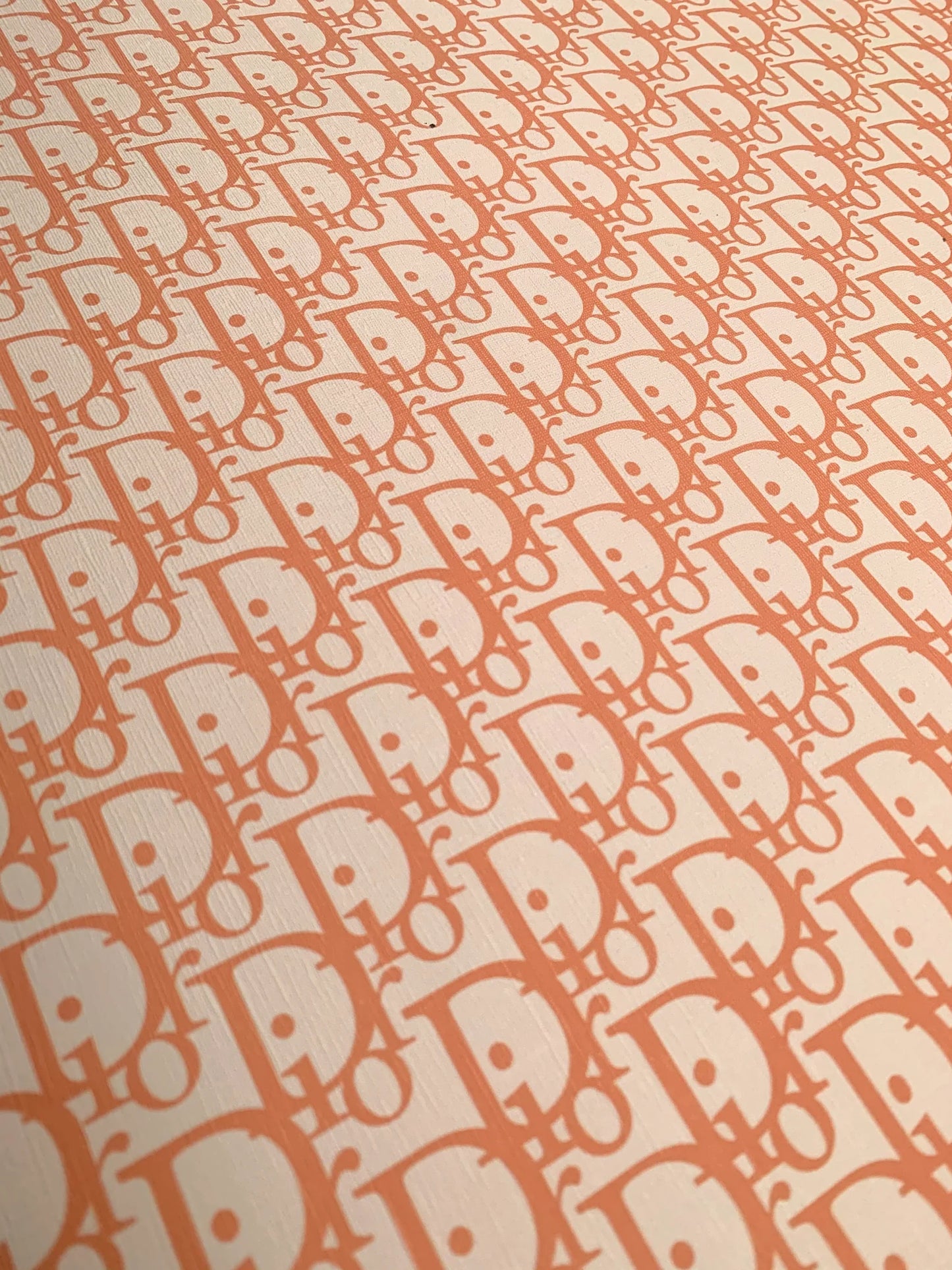 Designer Vinyl Custom Orange Dior Leather Fabric for Sneaker Upholstery