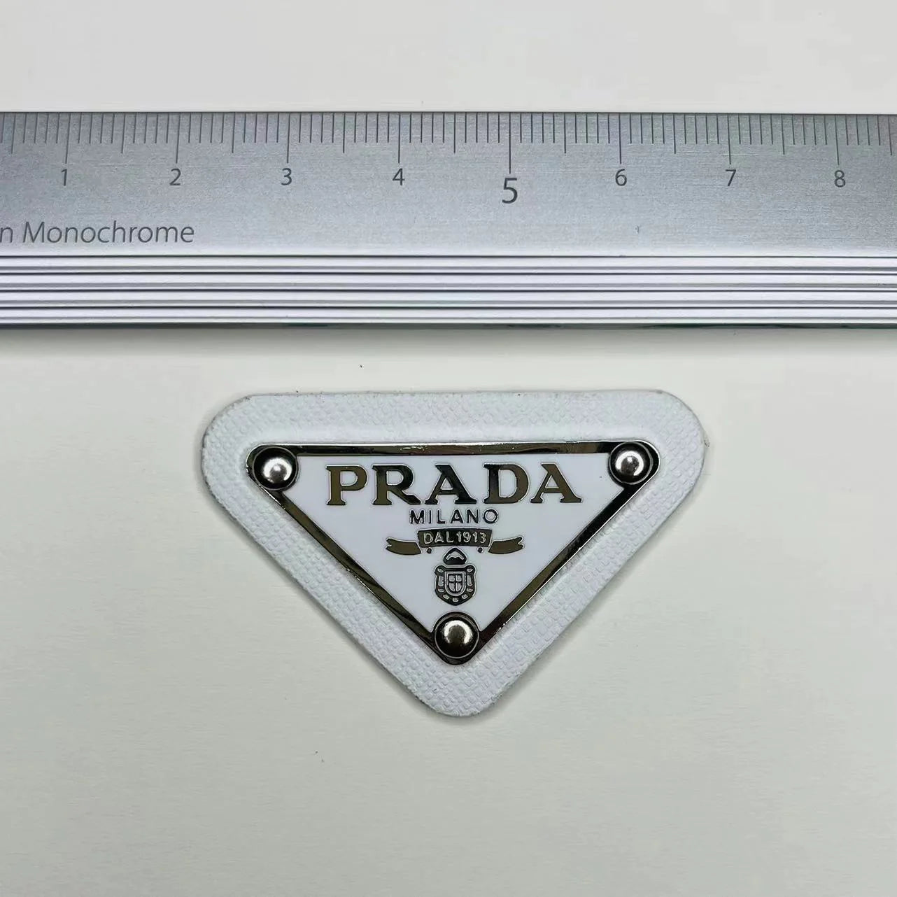 White Prada Badge Handmade Material for Custom Bag Fashion