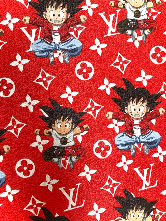 Custom Cartoon Dragon Ball LV Supreme Leather Fabric for DIY Crafts Upholstery