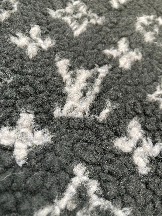 Black Furry Cozy LV Teddy Flannel Fabric