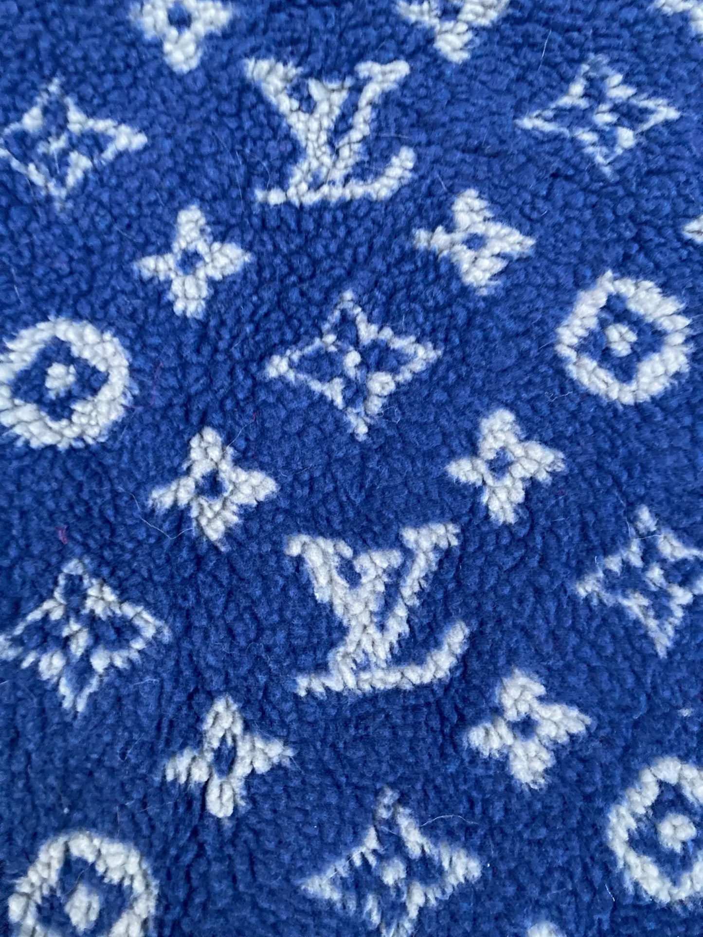 Blue Furry Cozy LV Teddy Flannel Fabric