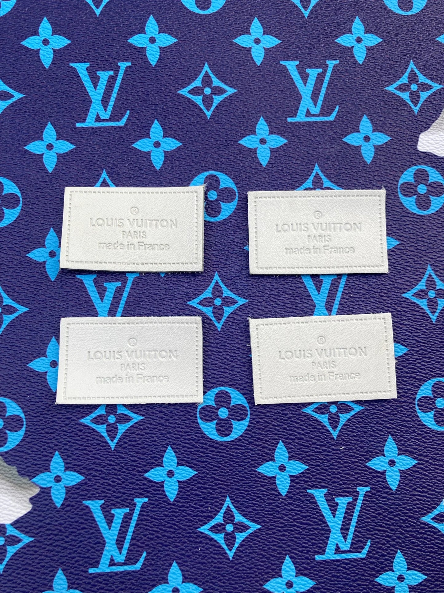 Handmade Craft White Authentic Leather LV Label