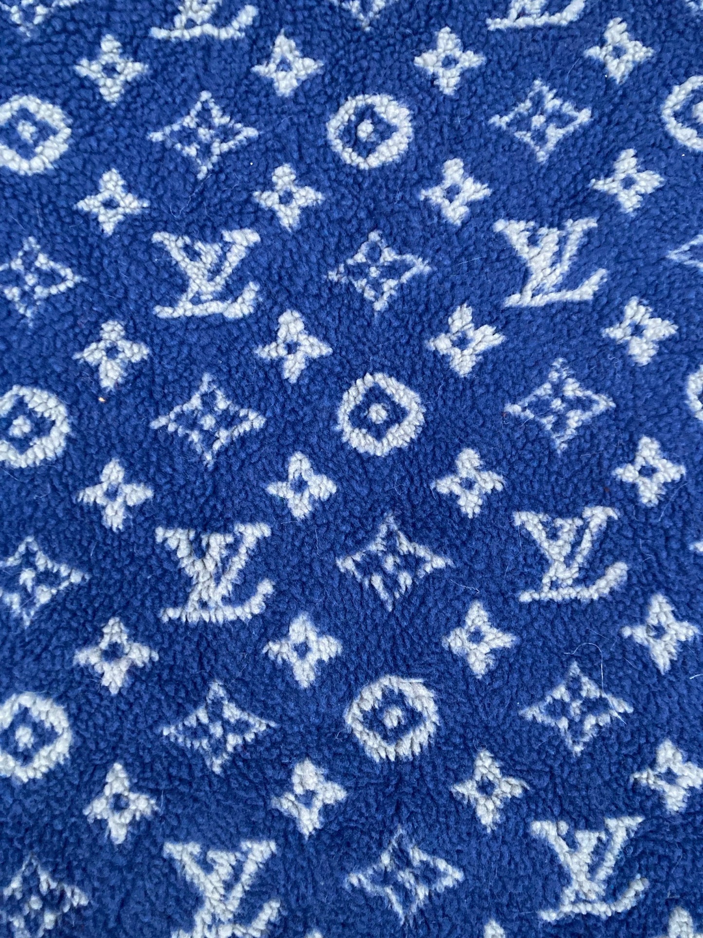 Blue Furry Cozy LV Teddy Flannel Fabric