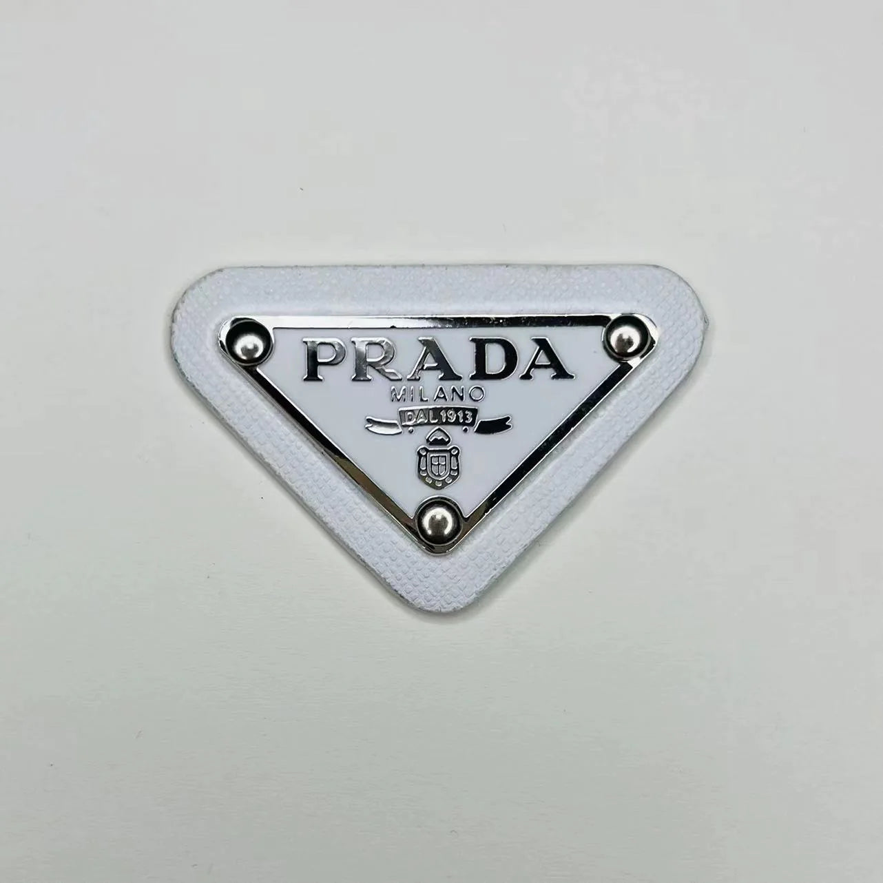 White Prada Badge Handmade Material for Custom Bag Fashion