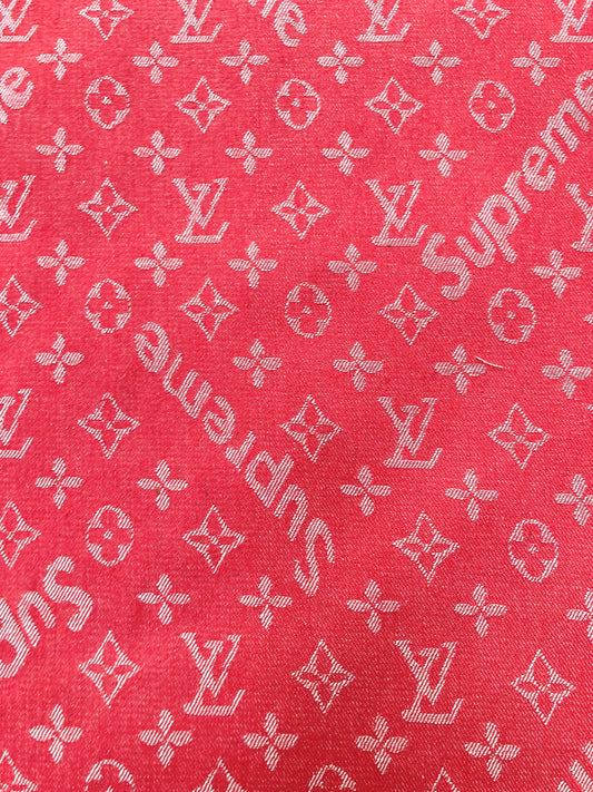 Sewing Fabric Red Supreme LV Denim Jean Material