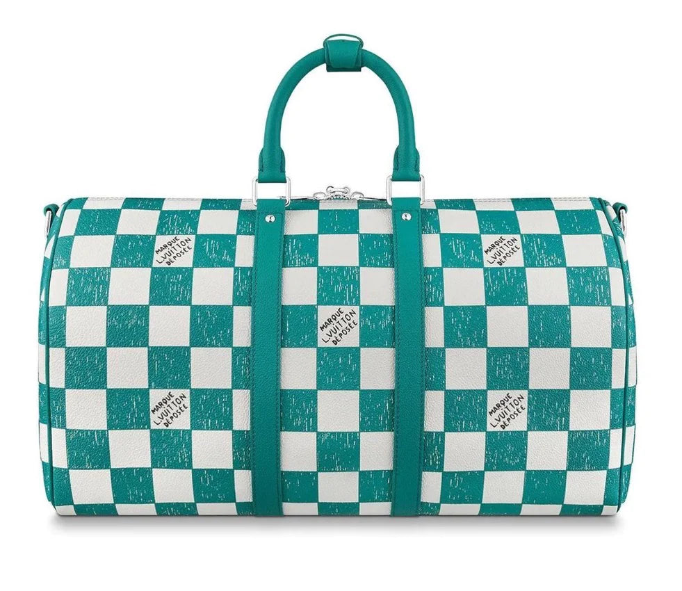 Aqua Green Check Mark Handwriting Loui Leather for Bag