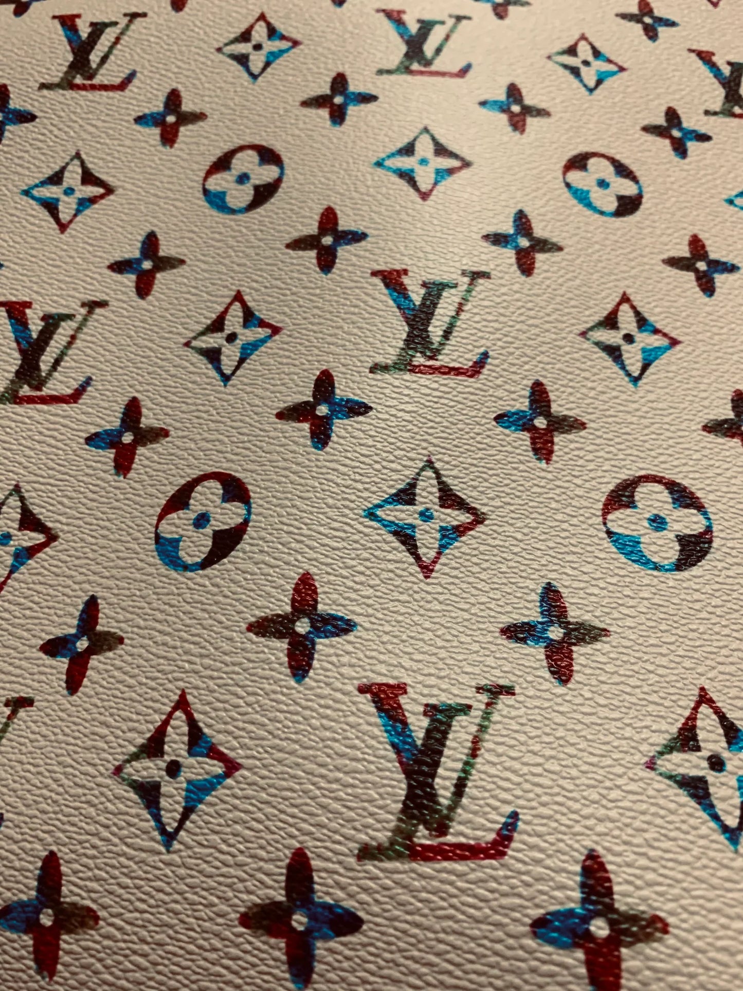 Beige Colorful Monogram LV Designer Inspired Leather for Custom